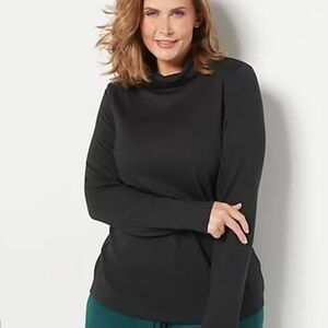 MOTTO Your Style Mantra QVC Black Long Sleeve Turtle Neck Blouse